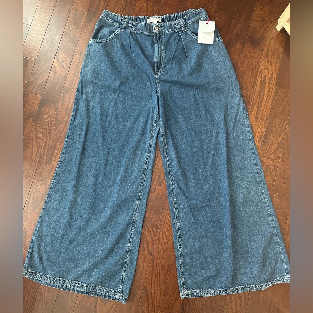 Free People Blue Flare Wide Leg Jeans